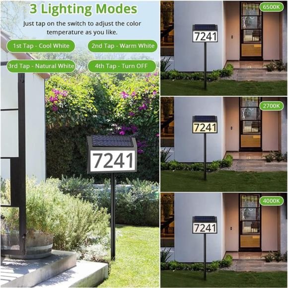 Solar AddressSign Lighted House Numbers Waterproof,Solar Powered LED Illuminated - Picture 3 of 5